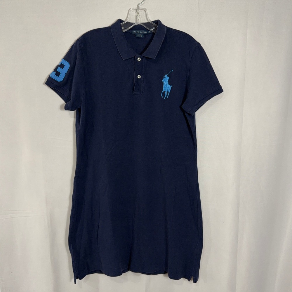Ralph Lauren Polo Dress XL Big Pony Logo Short Sleeve Navy Blue Womens